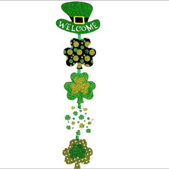 NWOT Glittery ST. PATRICK’S DAY Themed Hanging Welcome Sign Wall Door Decor - Picture 2 of 4